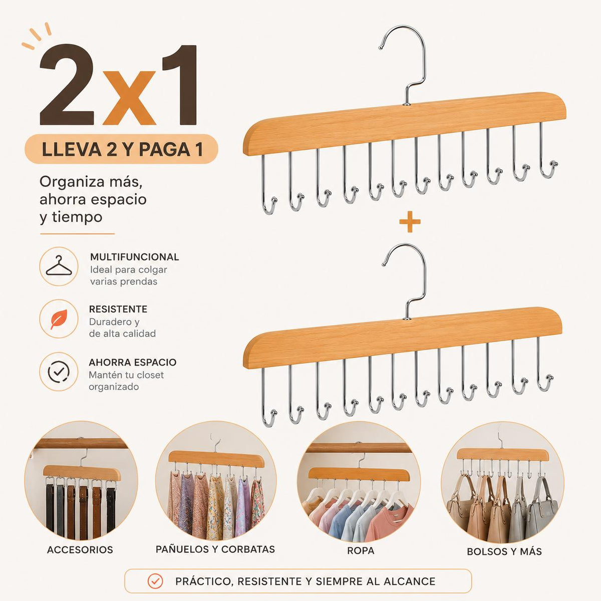 Organizador de Ganchos para Clóset 2x1